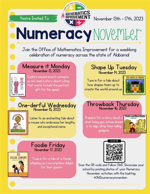 Flyer saying Numeracy November